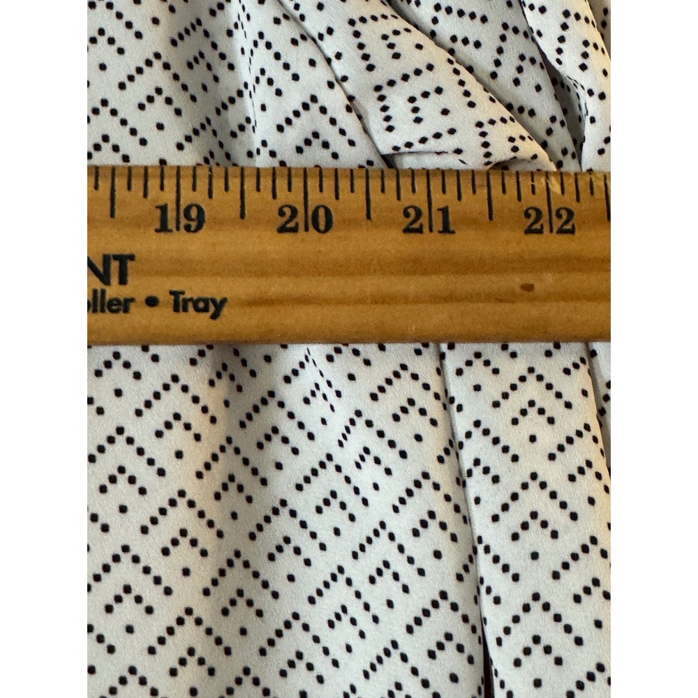 Maison d'Amelie Paris Womens Large White Black Geometric Pintuck Ruffle Blouse - Picture 6 of 8
